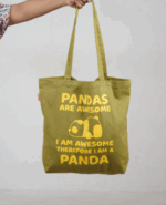 New Panda Printed Cotton Tote Bag