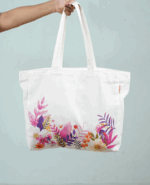 Stylish Cotton Tote Bag With Floral Art Print - Image 2