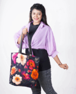 Beautiful Floral Printed Tote Bag - Elegant, eco-friendly cotton bag with vibrant floral design, perfect for shopping, daily errands, or as a stylish accessory. Made by Tamanbazar.