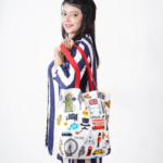 All body printed cotton tote bag